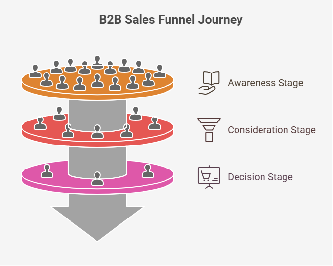 What are the key stages of a B2B sales funnel