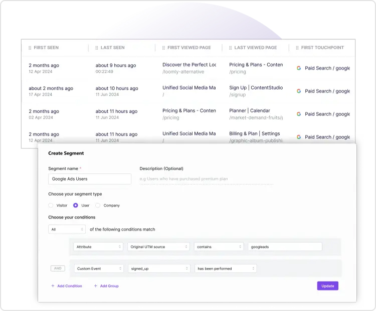 Customer segmentation in Usermaven