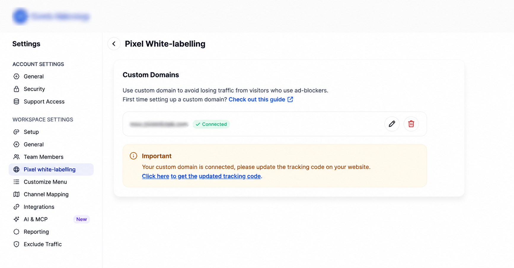 Pixel whitelabel in Usermaven