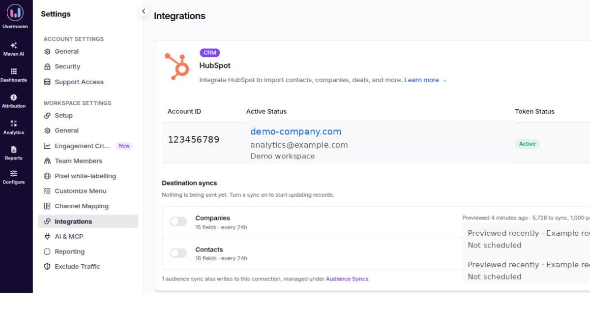 HubSpot sync status