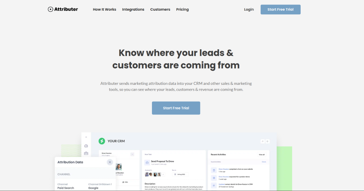 Attributer lead-source tracking platform homepage